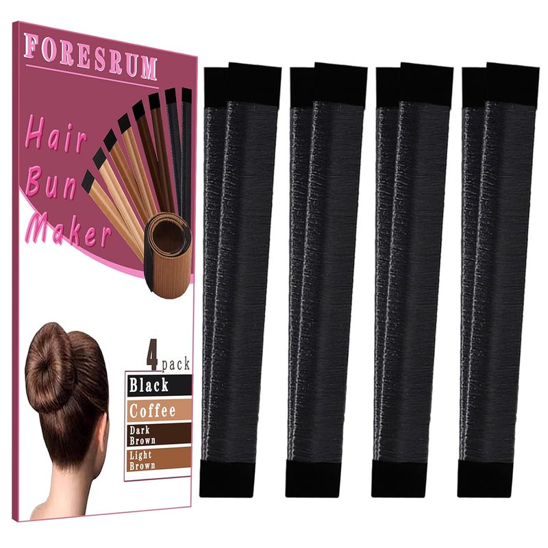 FORESRUM 4 Pcs Magic Donut Hair Accessory - Ballet Bun Maker for Women and Kids (4 Black) - Image 1